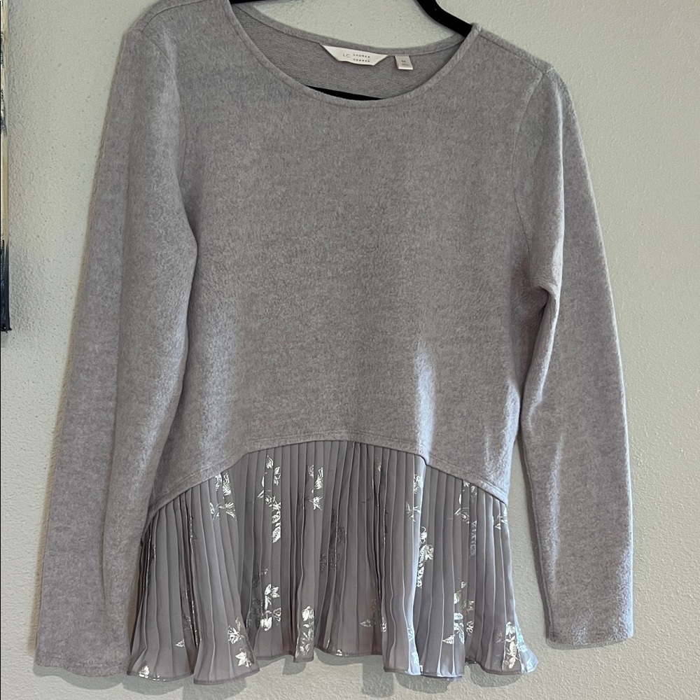 LC Lauren Conrad Light Gray Knit Top